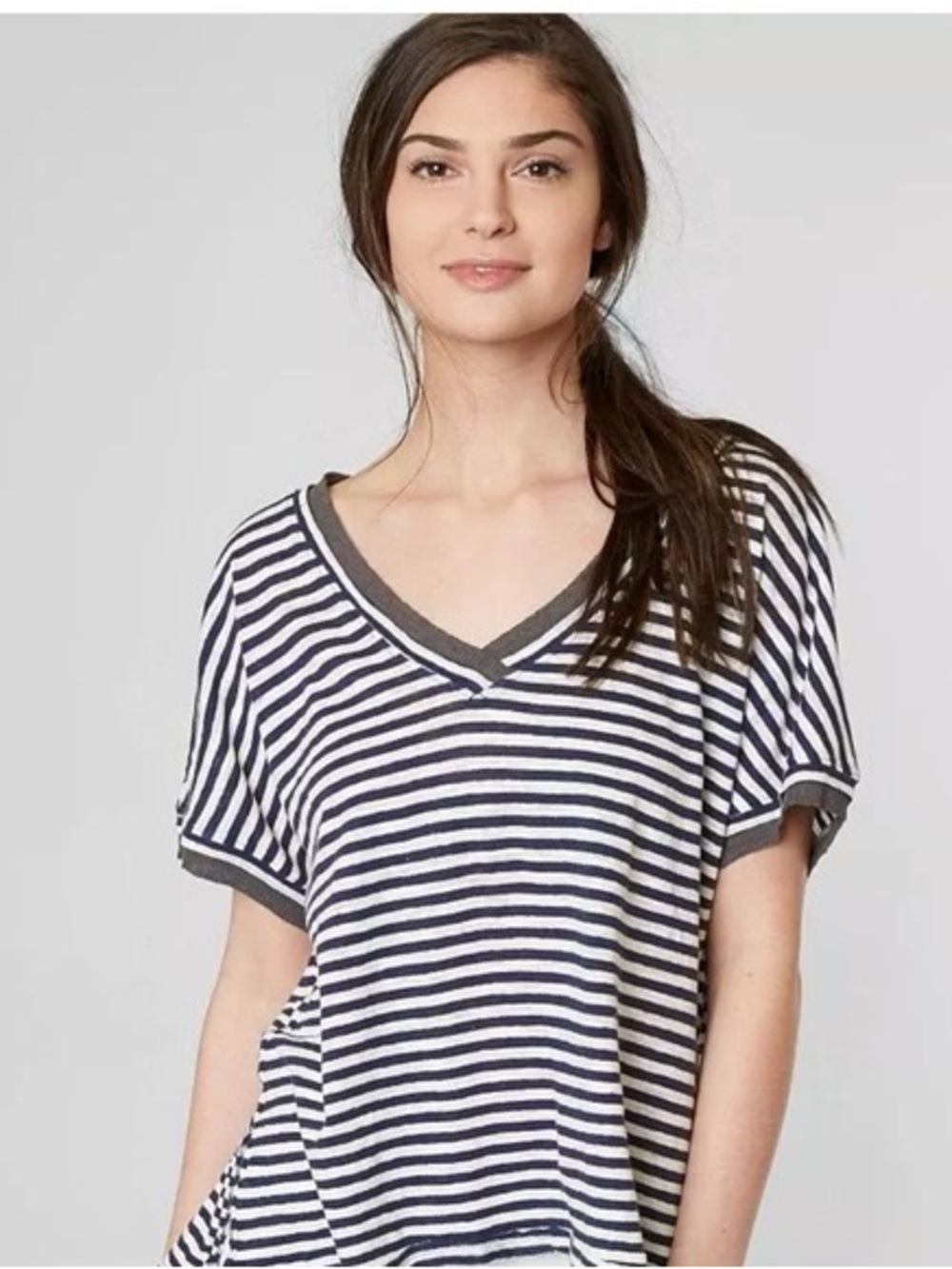 Free People Take Me Short-Sleeve Striped T-Shirt Size Medium
